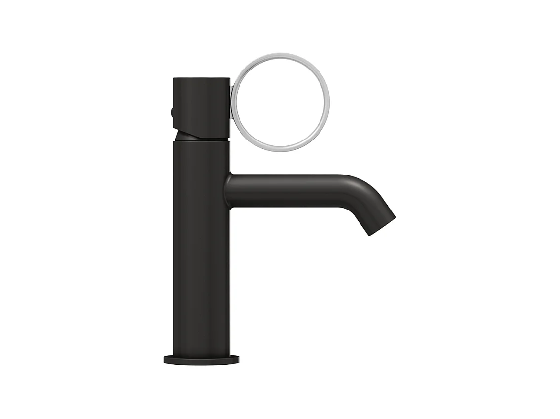 Mitigeur lavabo bas JACOB DELAFON Vivienne noir mat avec bague chromée brossée