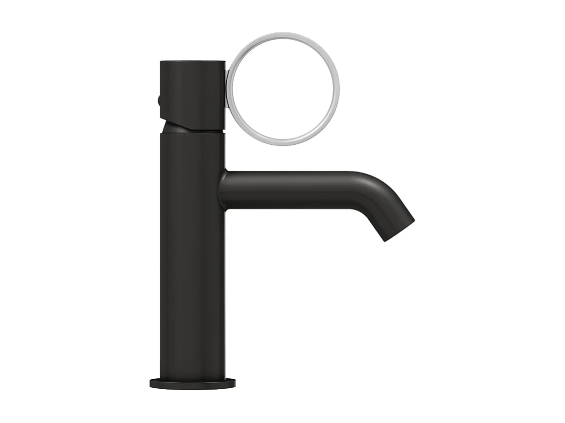 Mitigeur lavabo bas JACOB DELAFON Vivienne noir mat avec bague chromée brossée