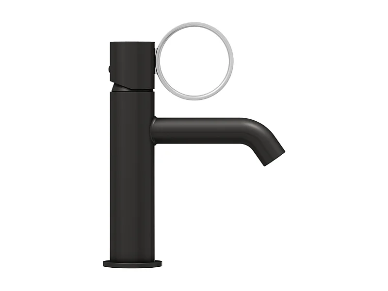 Mitigeur lavabo bas JACOB DELAFON Vivienne noir mat avec bague chromée brossée