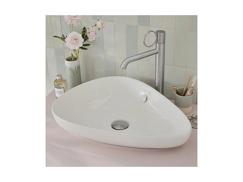 Mitigeur lavabo haut JACOB DELAFON Vivienne chromé brossé avec bague chromée brossée