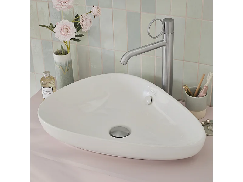 Mitigeur lavabo haut JACOB DELAFON Vivienne chromé brossé avec bague chromée brossée