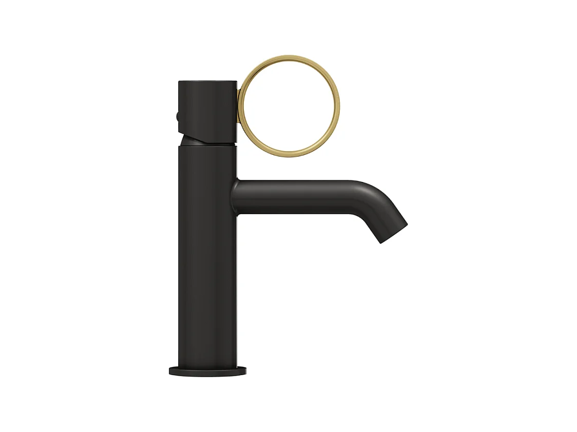Mitigeur lavabo bas JACOB DELAFON Vivienne noir mat avec bague laiton brossée