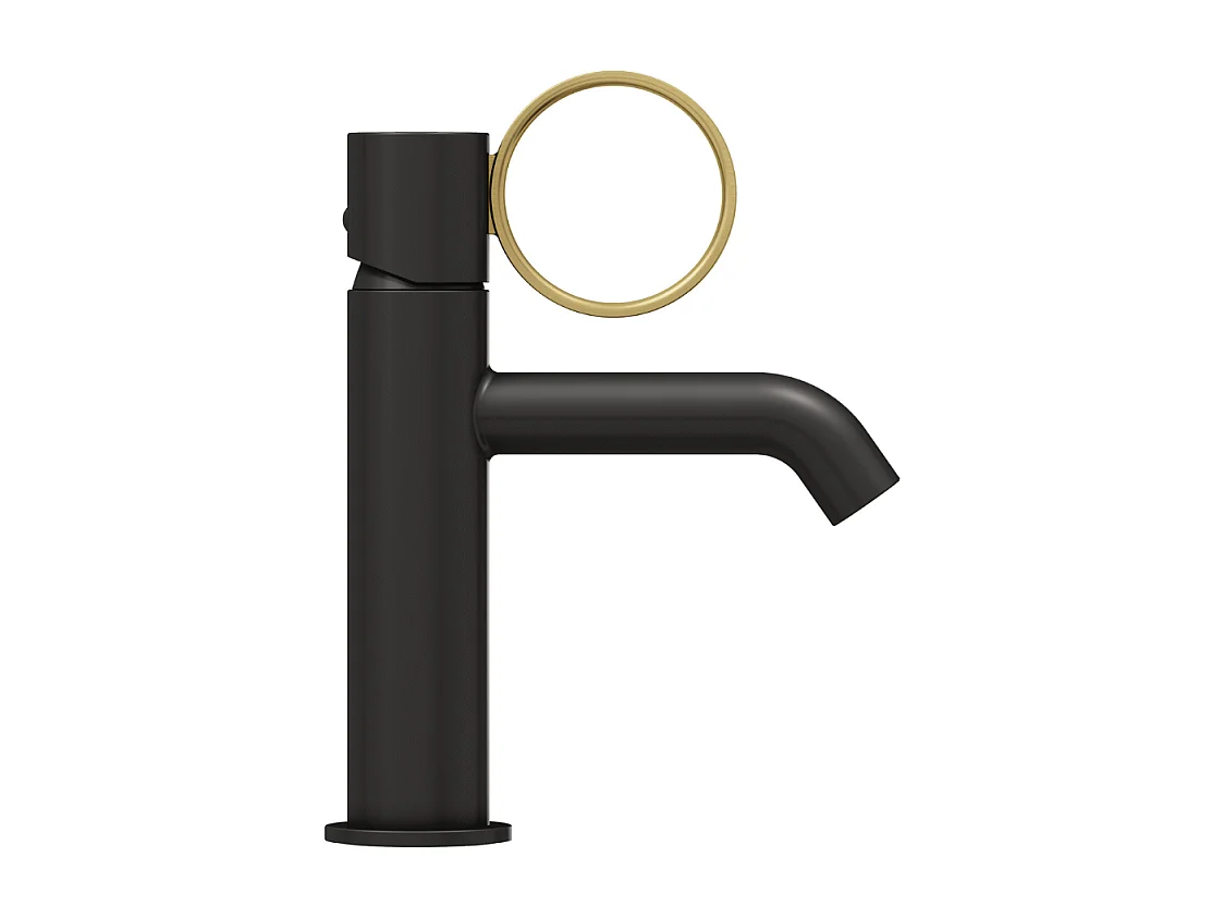 Mitigeur lavabo bas JACOB DELAFON Vivienne noir mat avec bague laiton brossée