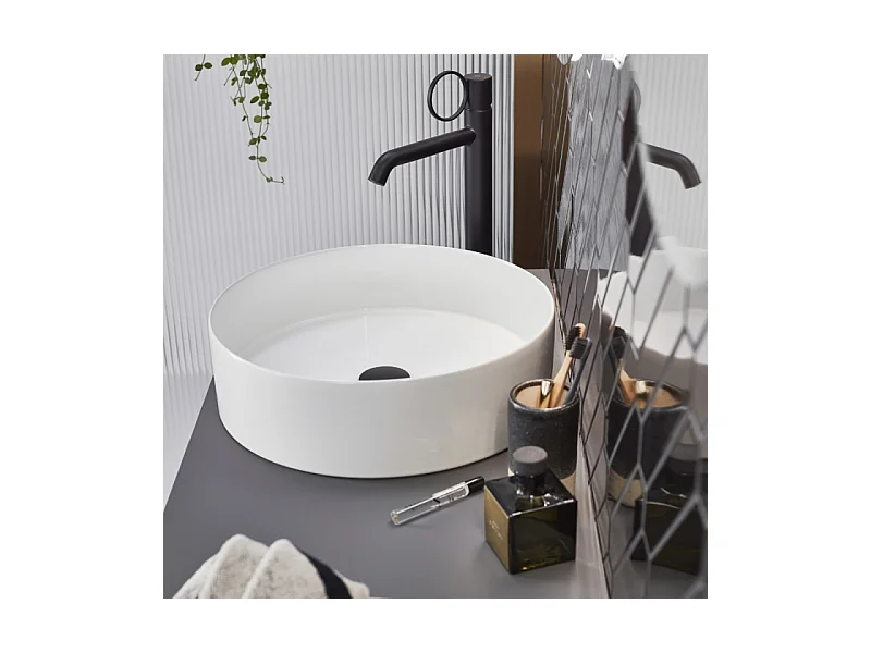 Mitigeur lavabo haut JACOB DELAFON Vivienne noir mat avec bague noire mate