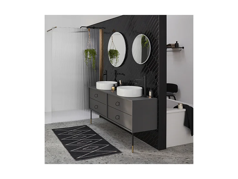 Mitigeur lavabo haut JACOB DELAFON Vivienne noir mat avec bague noire mate