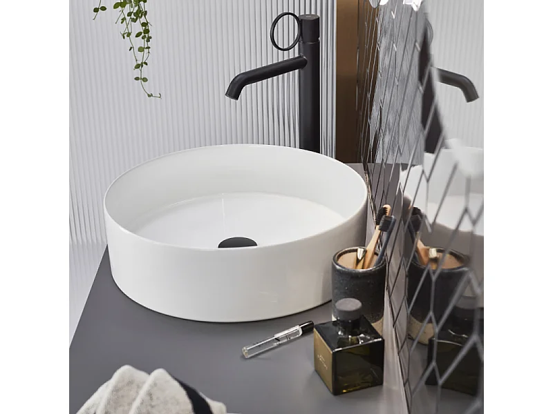 Mitigeur lavabo haut JACOB DELAFON Vivienne noir mat avec bague noire mate
