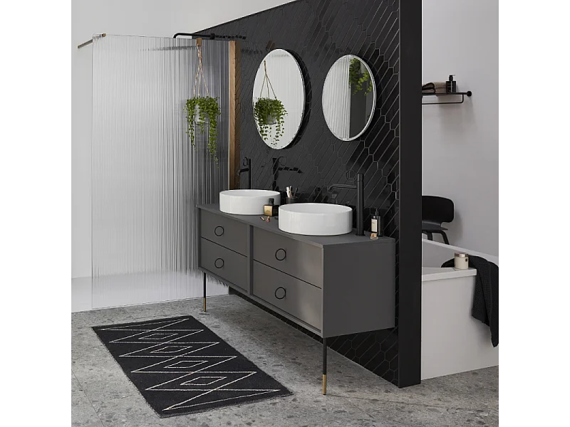 Mitigeur lavabo haut JACOB DELAFON Vivienne noir mat avec bague noire mate