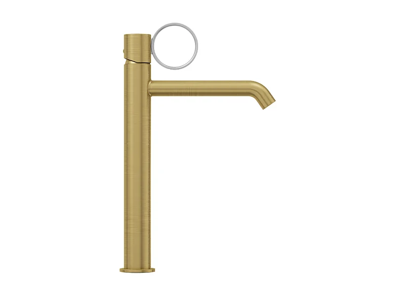 Mitigeur lavabo haut JACOB DELAFON Vivienne laiton brossé avec bague chromée brossée