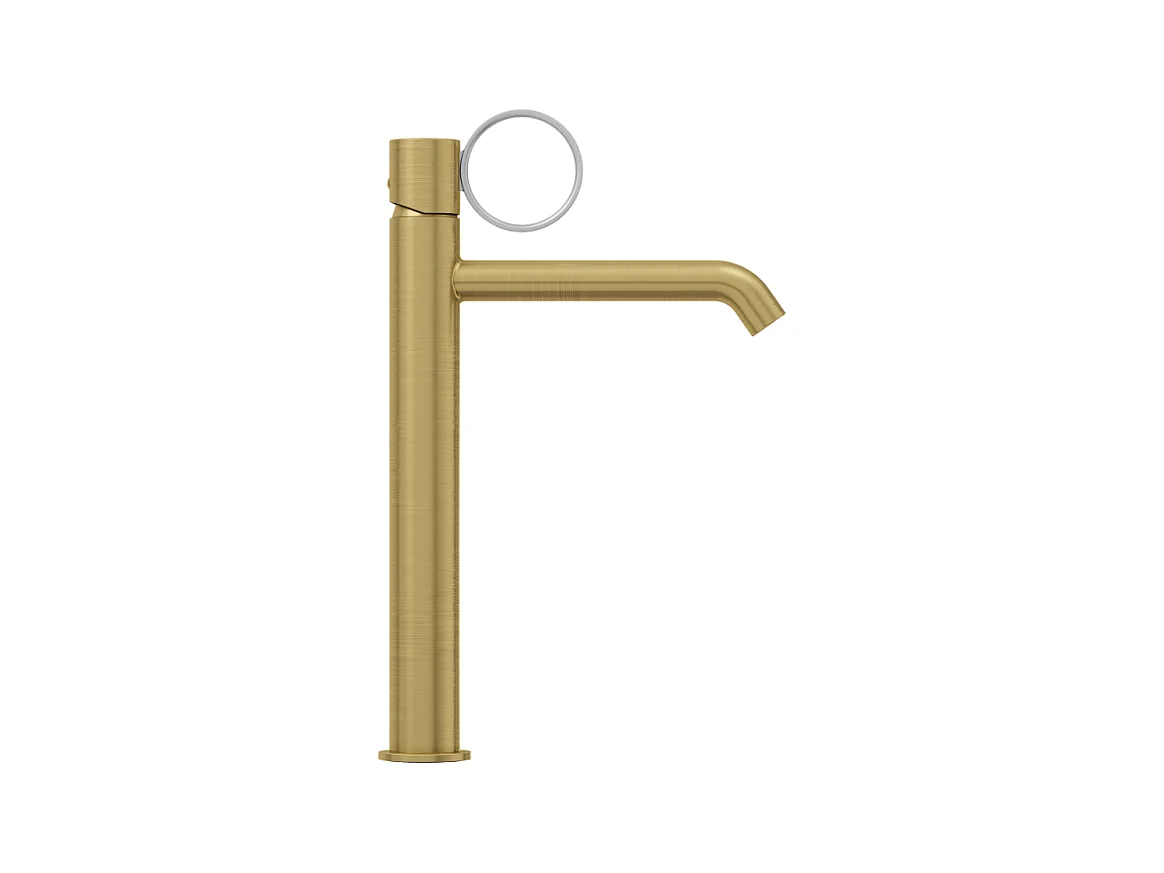 Mitigeur lavabo haut JACOB DELAFON Vivienne laiton brossé avec bague chromée brossée