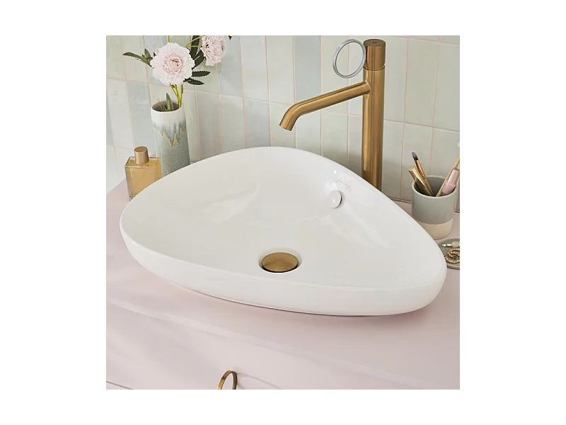 Mitigeur lavabo haut JACOB DELAFON Vivienne laiton brossé avec bague chromée brossée