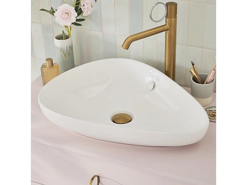 Mitigeur lavabo haut JACOB DELAFON Vivienne laiton brossé avec bague chromée brossée