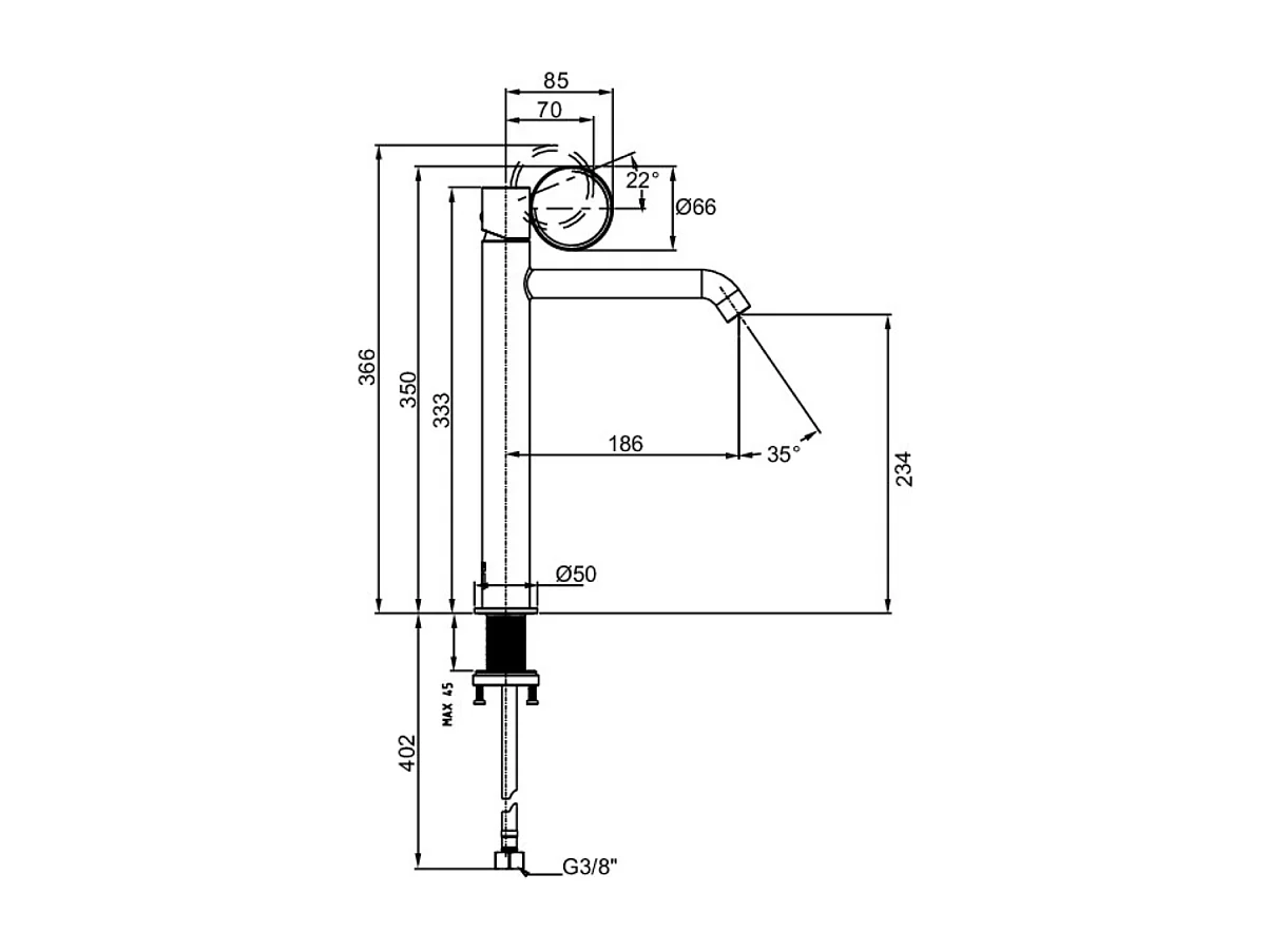 Mitigeur lavabo haut JACOB DELAFON Vivienne laiton brossé avec bague chromée brossée