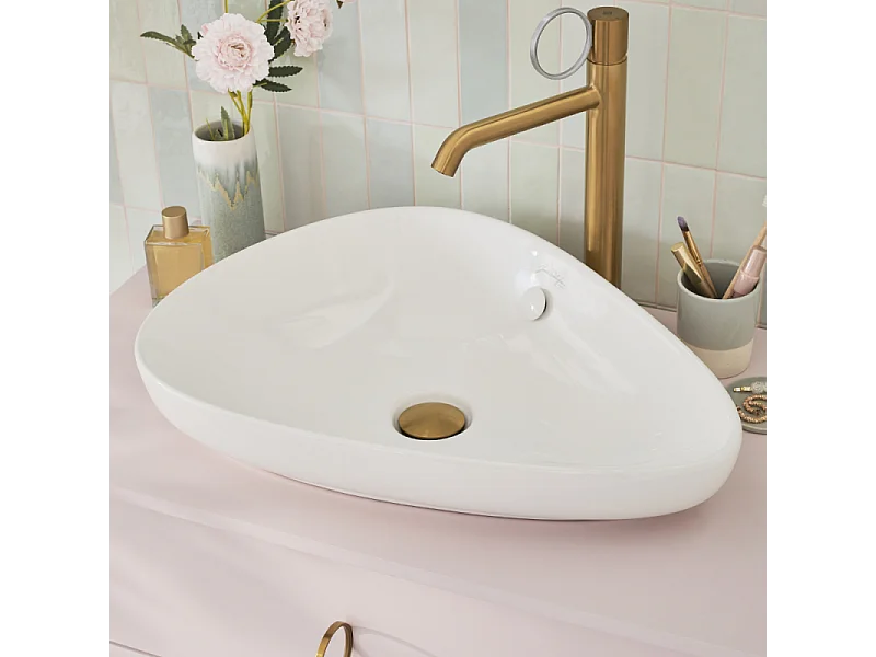 Mitigeur lavabo haut JACOB DELAFON Vivienne laiton brossé avec bague chromée brossée