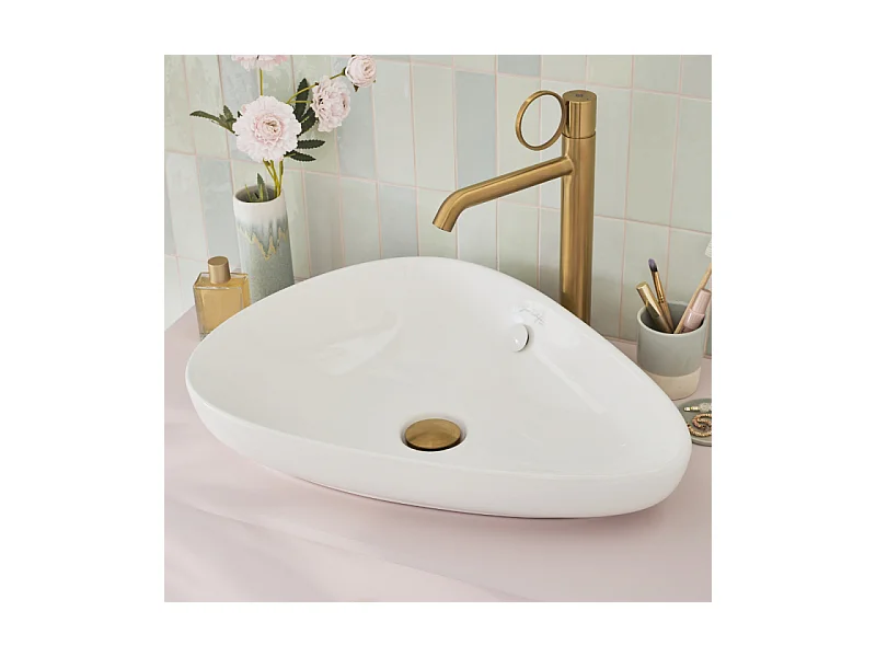 Mitigeur lavabo haut JACOB DELAFON Vivienne laiton brossé avec bague laiton brossée