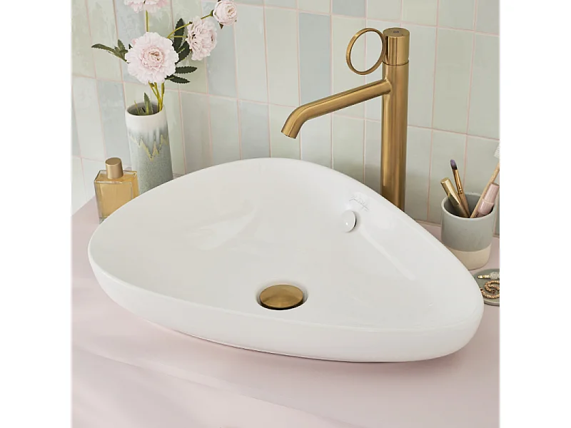 Mitigeur lavabo haut JACOB DELAFON Vivienne laiton brossé avec bague laiton brossée