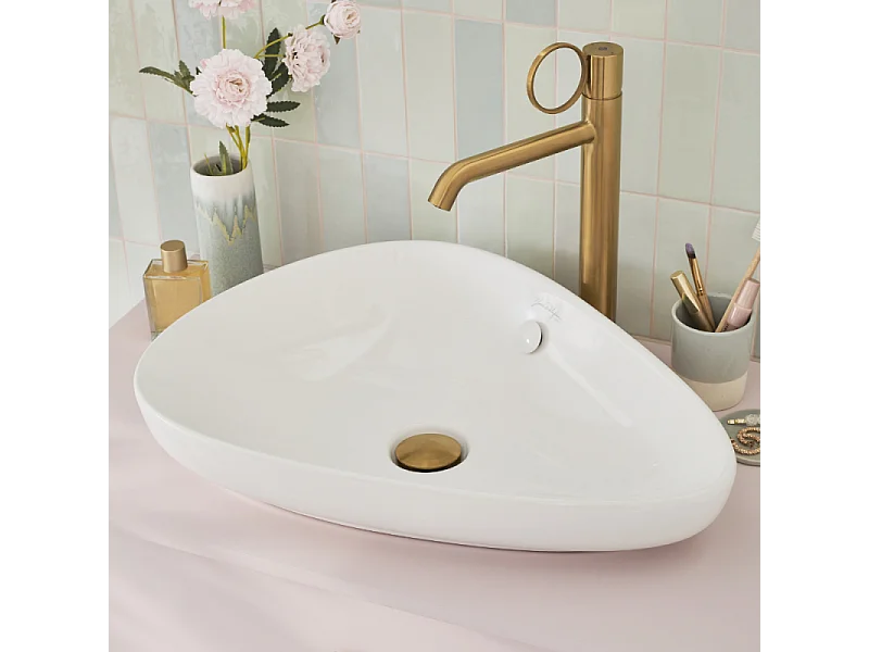 Mitigeur lavabo haut JACOB DELAFON Vivienne laiton brossé avec bague laiton brossée