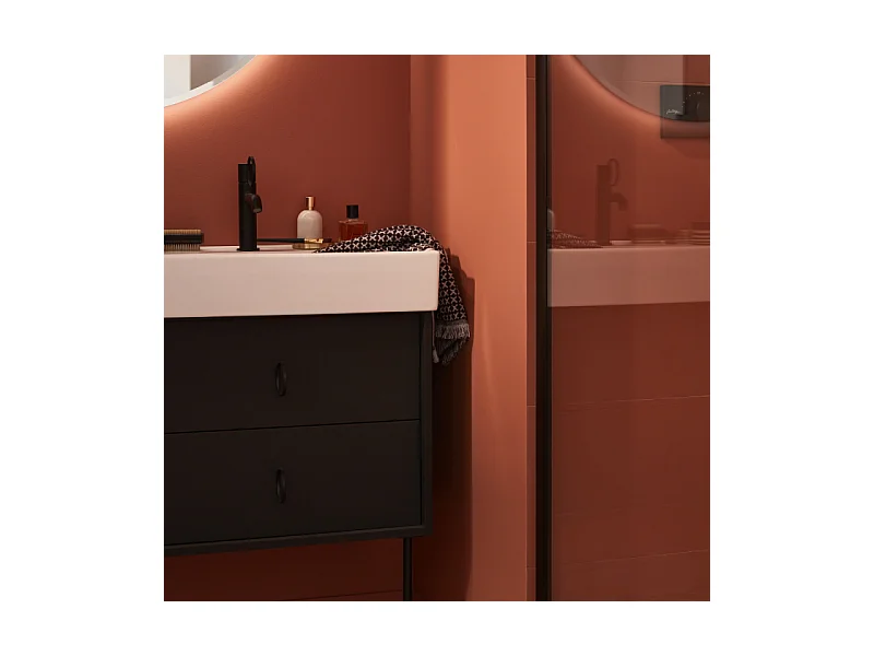 Mitigeur lavabo bas JACOB DELAFON Vivienne noir mat avec bague noire mate