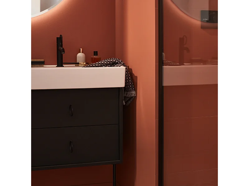 Mitigeur lavabo bas JACOB DELAFON Vivienne noir mat avec bague noire mate