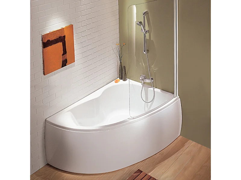 Pack baignoire d'angle 150 x 100 cm JACOB DELAFON Micromega Duo version droite  + tablier de baignoire + pare bain