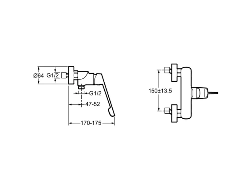 Mitigeur douche mural PMR JACOB DELAFON July+ chromé
