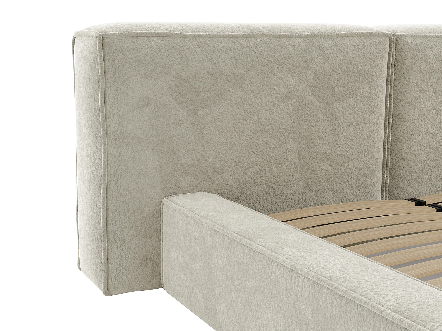 Canapé abatible 140 x 190 cm - Tela rizada - Beige + Colchón - TIMANO de Pascal Morabito