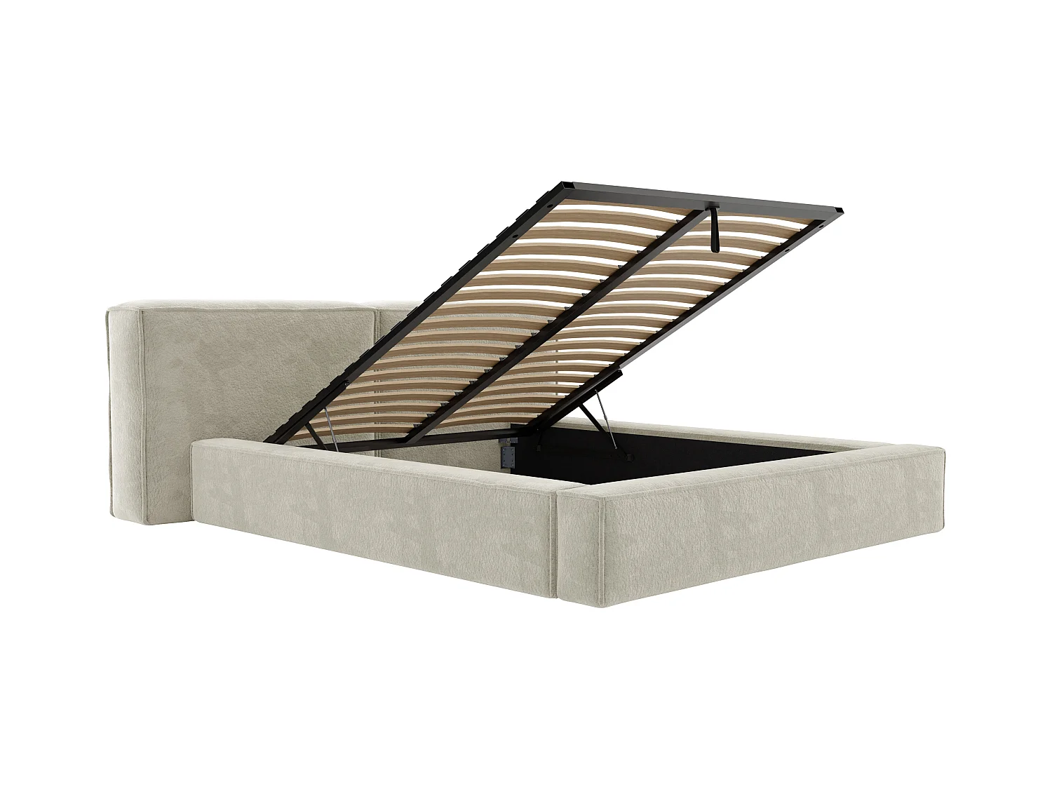 Lit coffre 160 x 200 cm - Tissu bouclette - Beige - TIMANO de Pascal Morabito