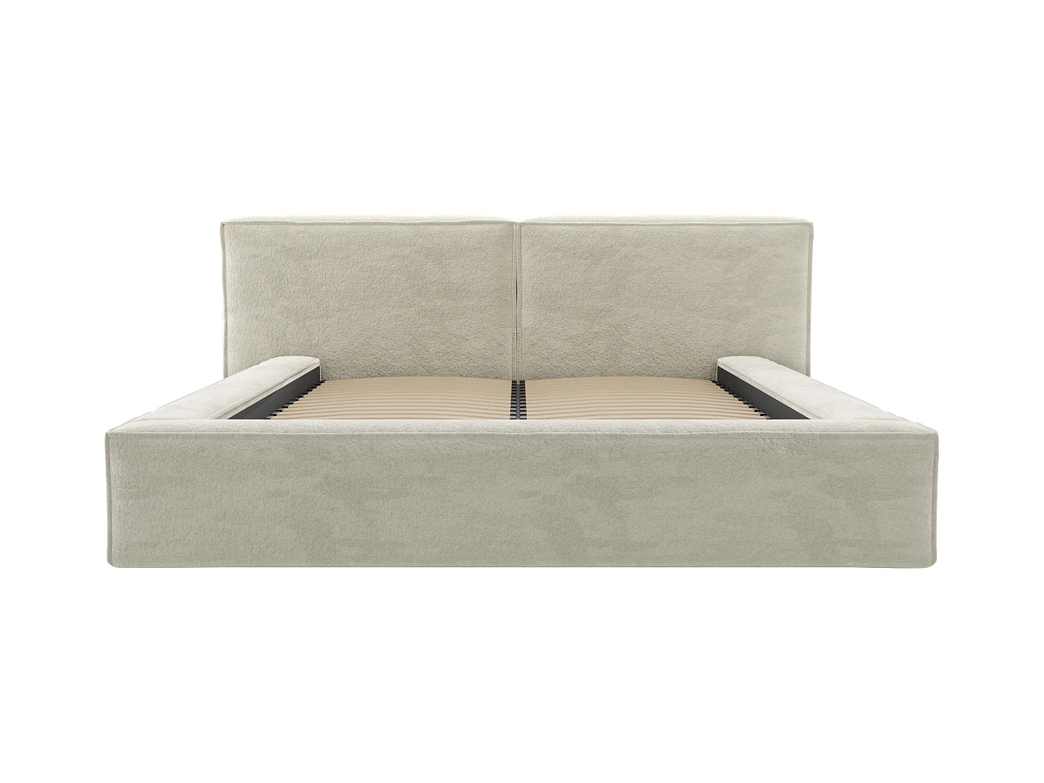 Lit coffre 160 x 200 cm - Tissu bouclette - Beige - TIMANO de Pascal Morabito