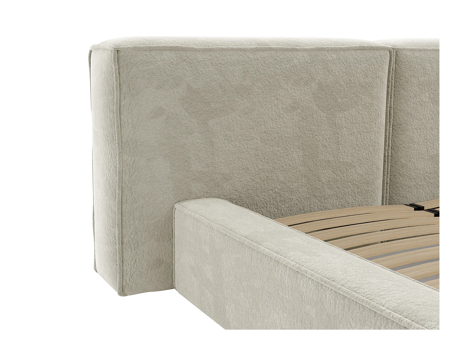 Lit coffre 160 x 200 cm - Tissu bouclette - Beige - TIMANO de Pascal Morabito