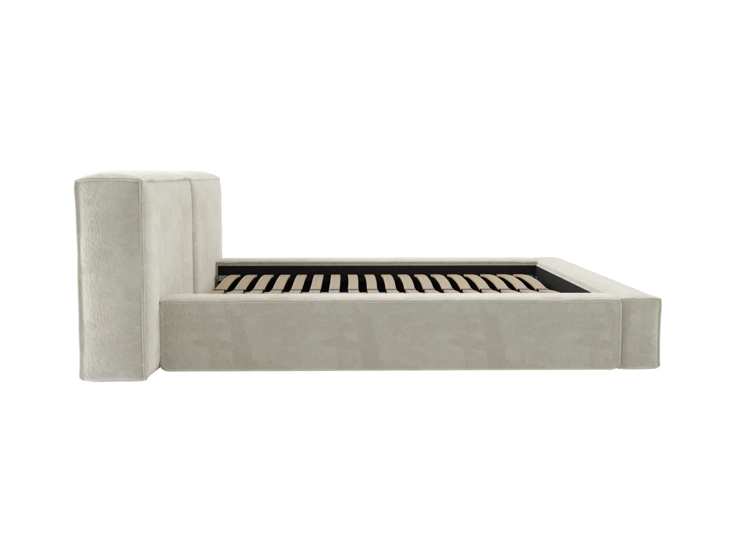 Canapé abatible 200 x 200 cm - Tela bouclette - Beige + Colchón - TIMANO de Pascal Morabito