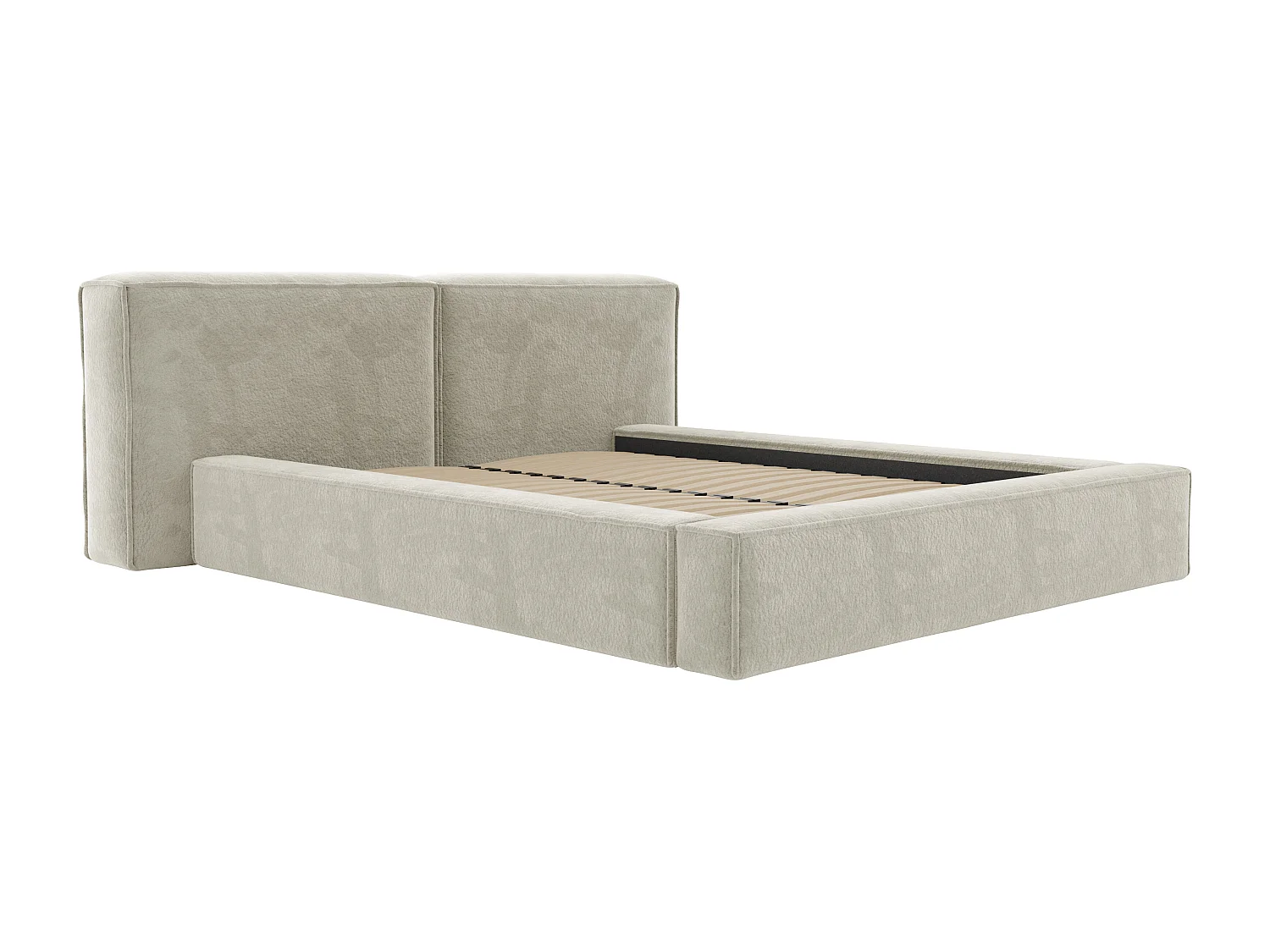 Canapé abatible 200 x 200 cm - Tela bouclette - Beige + Colchón - TIMANO de Pascal Morabito