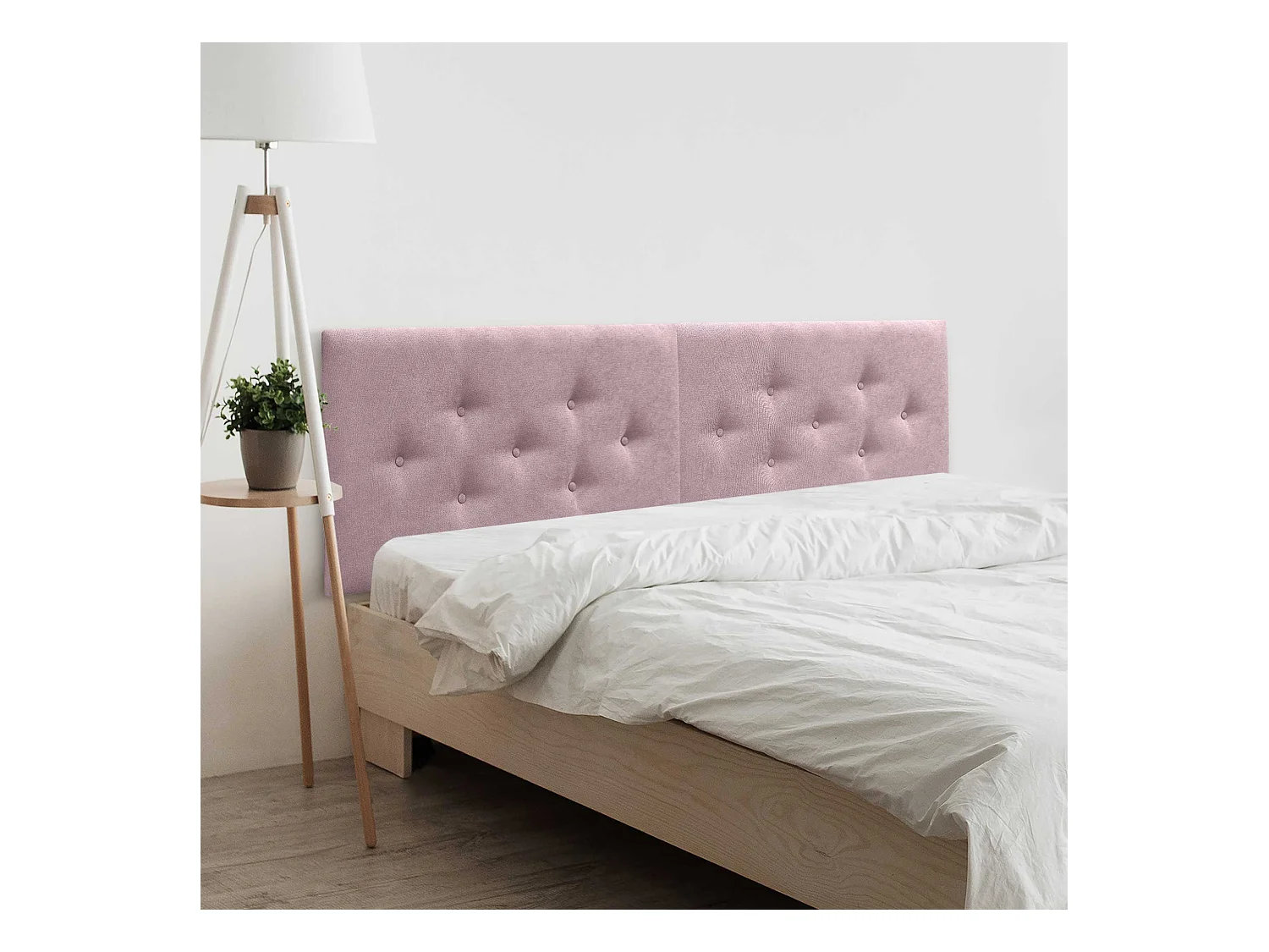 DHOME Tête de Lit en Tissu ACUALINE avec 3 Rangées Entrelacées de Boutons Tête de Lit Capitonnée de Luxe(Salmón, 210cm (2 pièces))