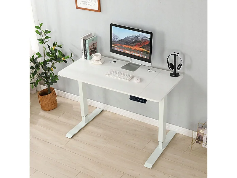 Biurko Elektryczne Podnoszone Białe 140 cm Regulowane NOWOCZESNE 72-118 cm
