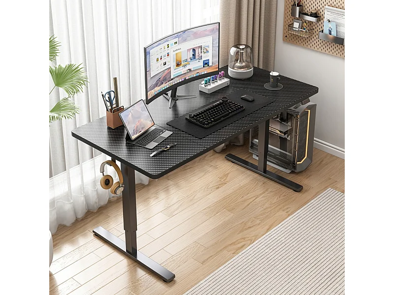 Bureau électrique réglable en hauteur, noir, 160 cm, hauteur réglable de 72 à 118 cm