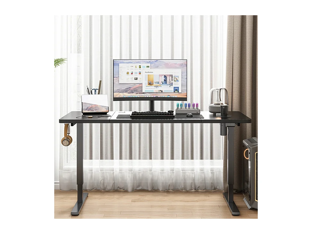 Elektrisch Verhoogbaar Bureau Zwart 140 cm