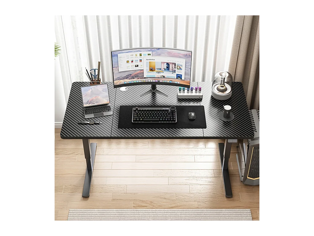 Elektrisch verstelbaar bureau, zwart, 120 cm, verstelbaar, MODERN, 72-118 cm