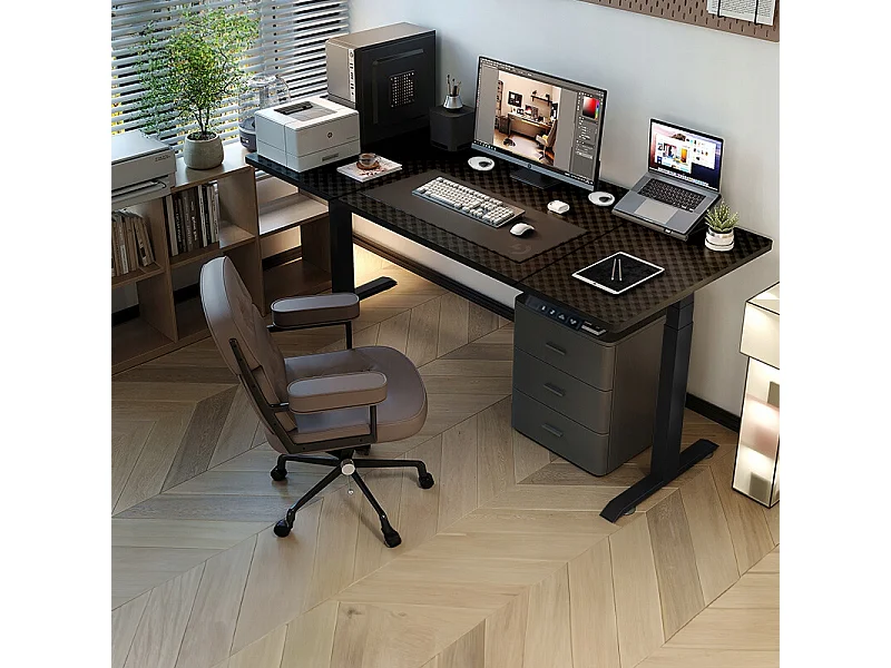 Elektrisch verstelbaar bureau, zwart, 120 cm, verstelbaar, MODERN, 72-118 cm