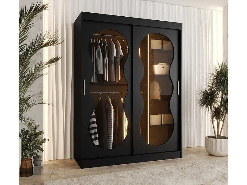 Schiebetürenschrank Bahrajn 3 200/150/62 2-türig (Schwarz)