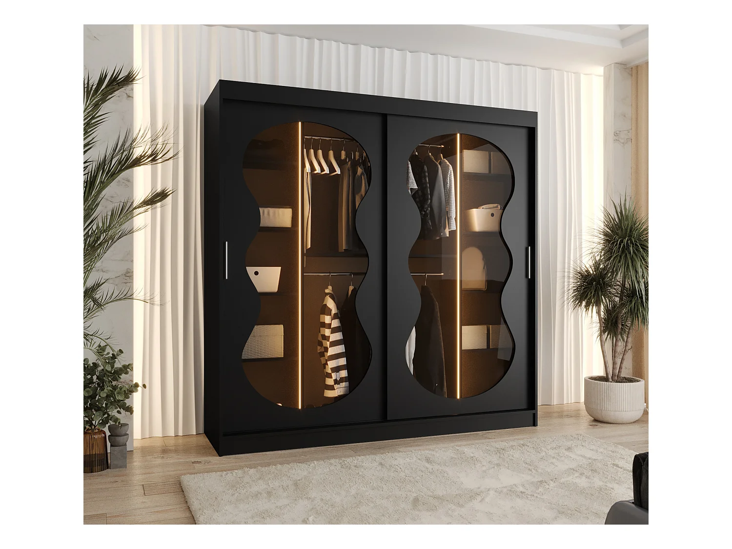 Armoire coulissante Bahrajn 3 200/200/62 2 portes (noir)