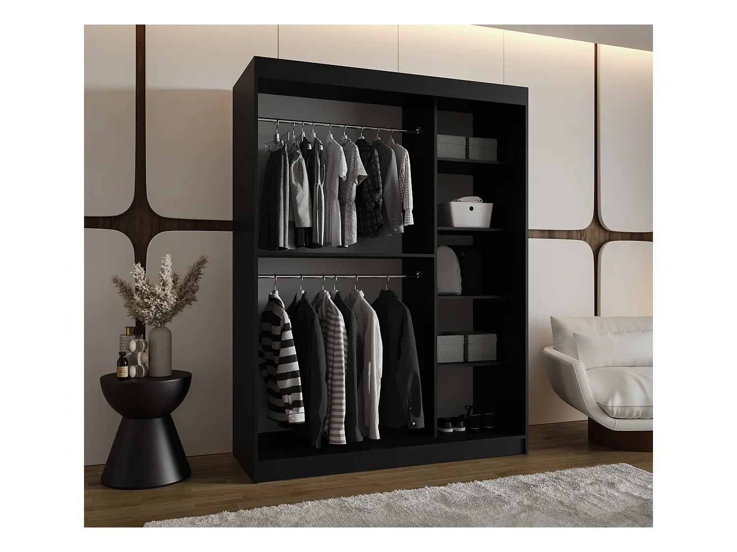 Armoire coulissante Bahrajn 3 200/150/62 2 portes (noir)