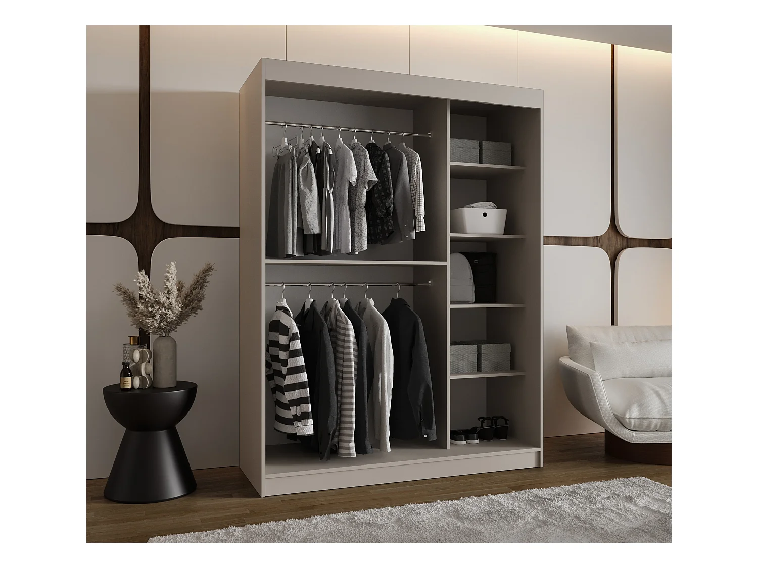 Armoire coulissante Bahrajn 3 200/150/62 2 portes (cachemire)