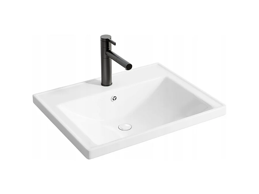 Umywalka ceramiczna, biała, prostokątna 52 x 41 cm