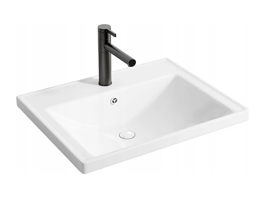 Umywalka ceramiczna, biała, prostokątna 52 x 41 cm