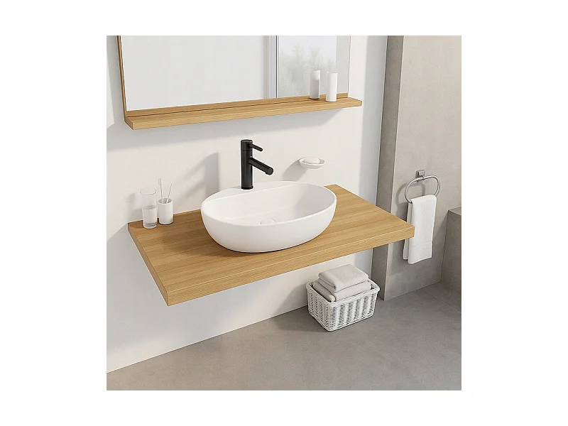 Umywalka nablatowa biała ceramiczna owalna 50 x 38 cm