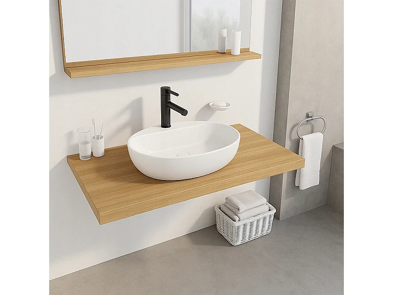 Umywalka nablatowa biała ceramiczna owalna 50 x 38 cm