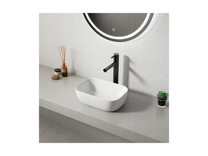 Lavabo, ceramica, bianco, piazza, lucido 37 x 25,5 cm