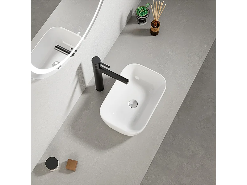 Lavabo, ceramica, bianco, piazza, lucido 37 x 25,5 cm