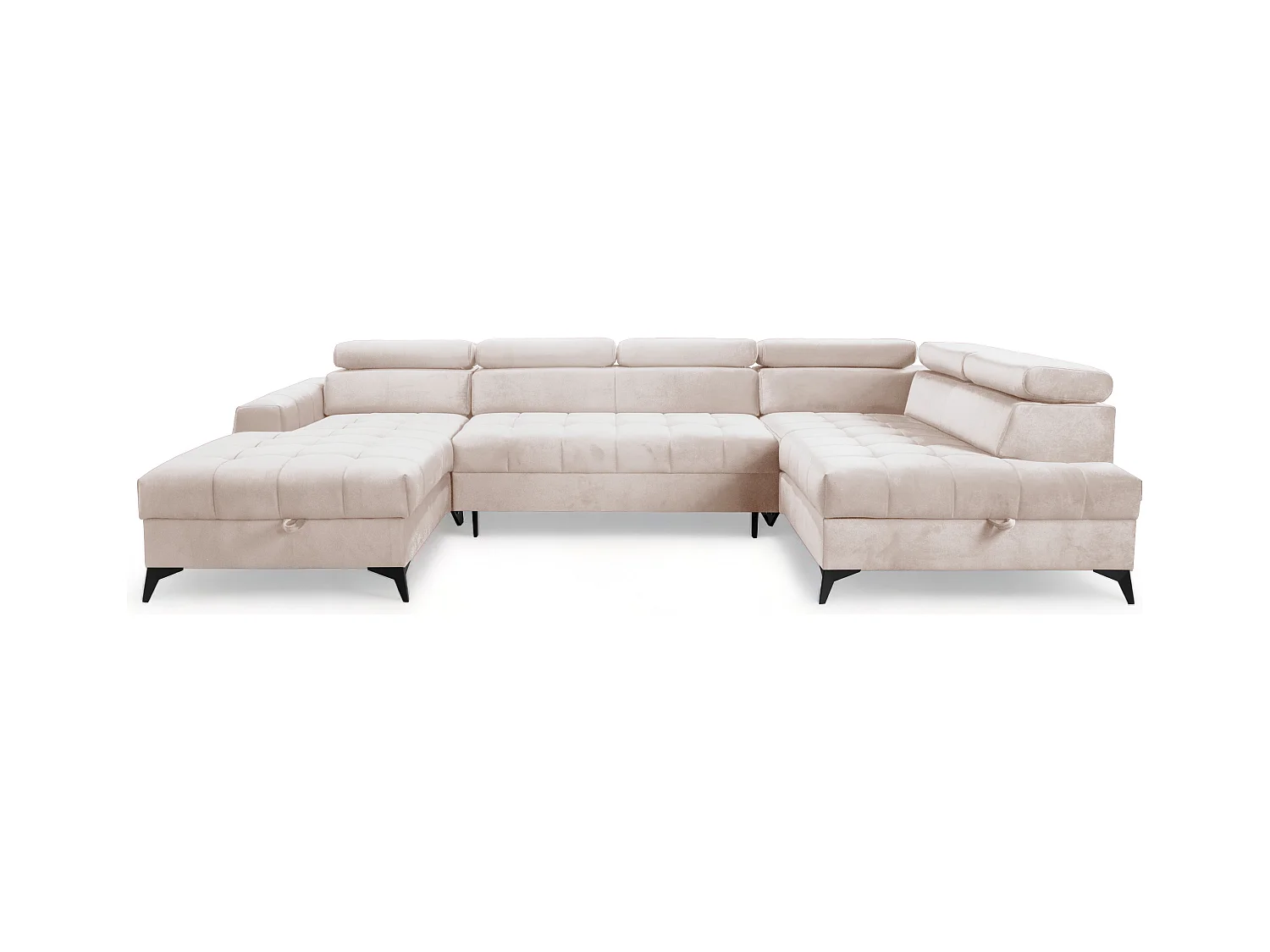 AX LIVING Beige Eckcouch mit Schlaffunktion Arkucio U 345 cm Ecksofa L