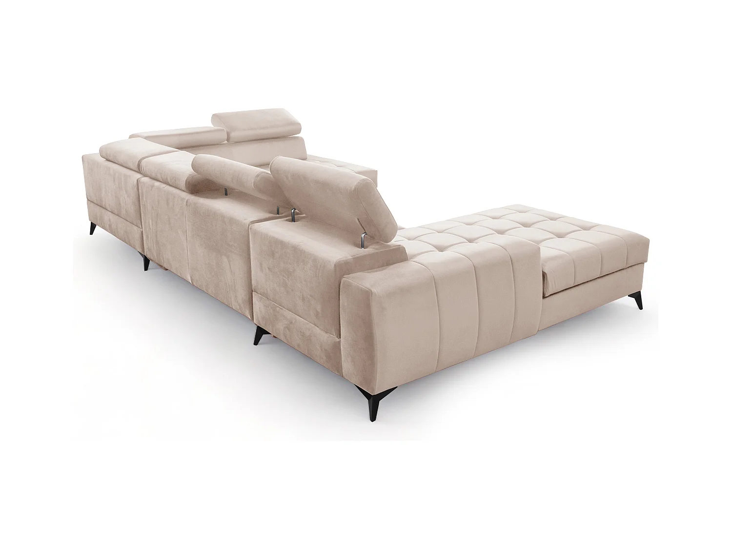 AX LIVING Beige Eckcouch mit Schlaffunktion Arkucio U 345 cm Ecksofa L
