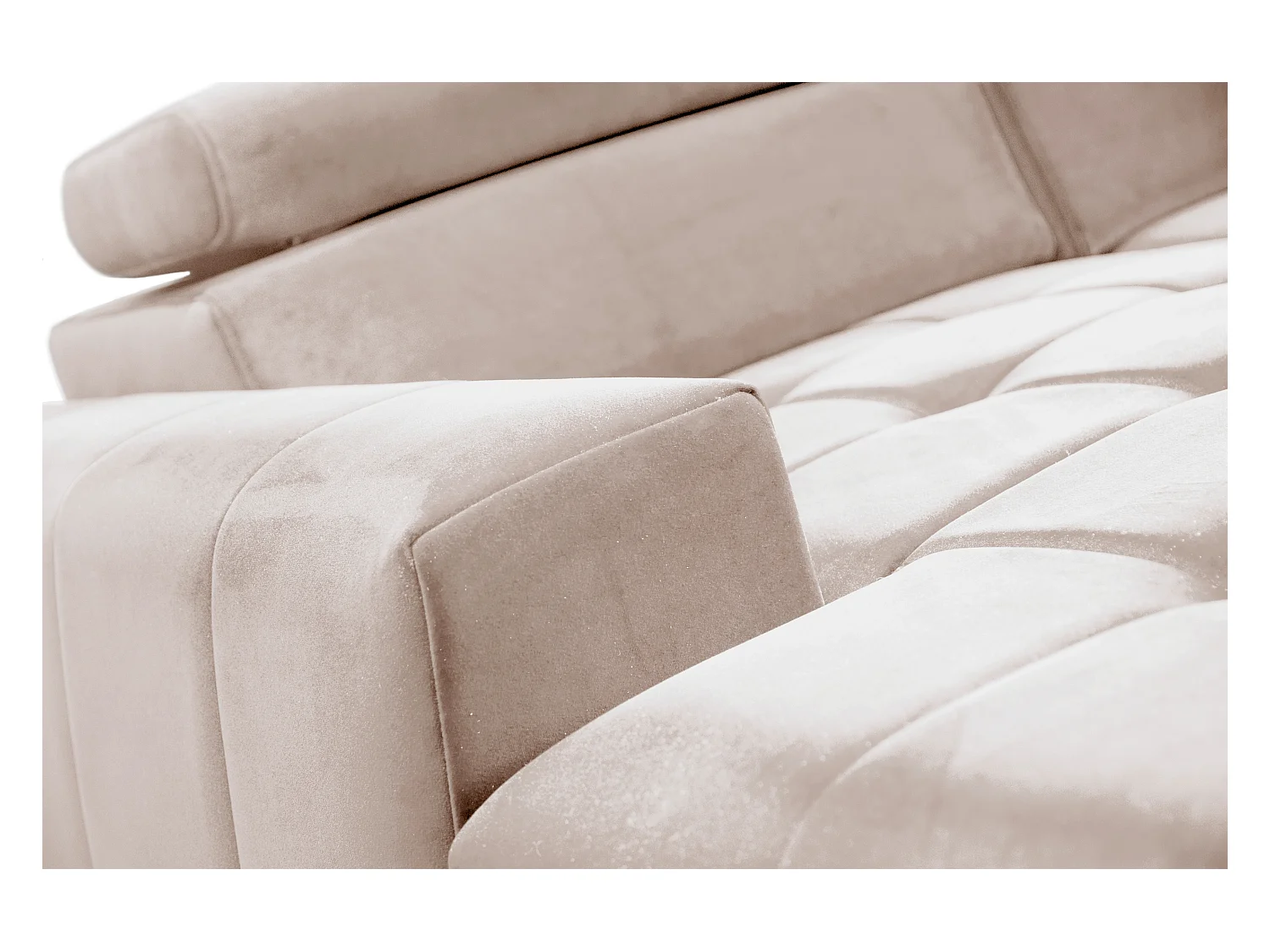 AX LIVING Beige Eckcouch mit Schlaffunktion Arkucio U 345 cm Ecksofa L