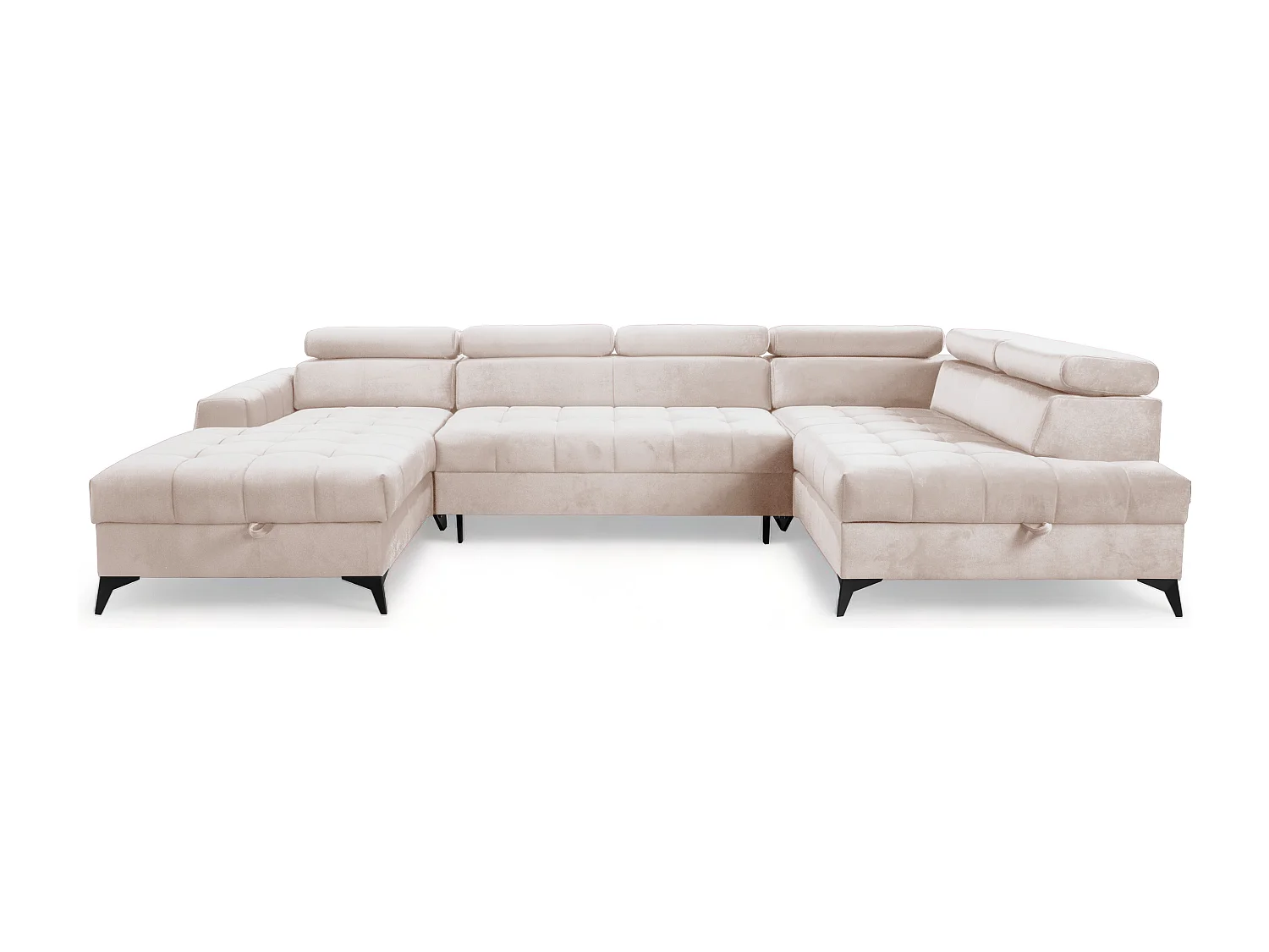 AX LIVING Beige Eckcouch mit Schlaffunktion Arkucio U 345 cm Ecksofa L